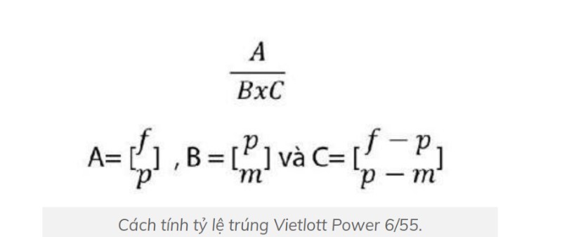 Công thức tính xác suất trúng Vietlott Power 6/55 